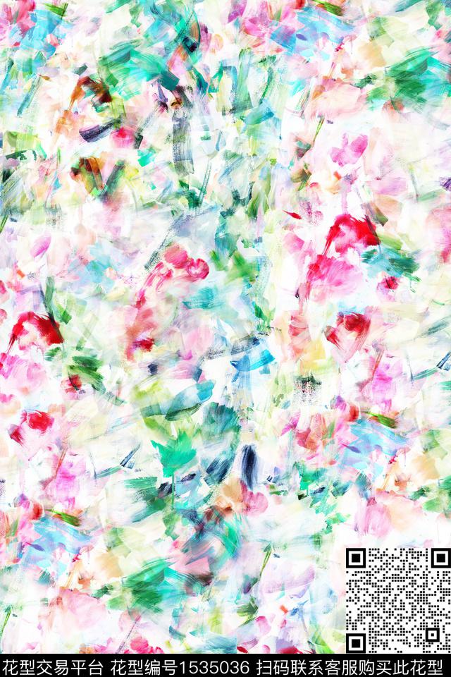 抽象肌理女装数码印花华亿平台下载（图片编号: 1535036） - 瓦栏（Walan）