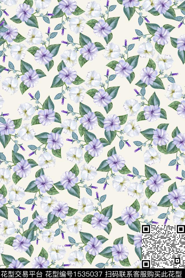 小清新小碎花花卉数码印花华亿平台下载（图片编号: 1535037） - 瓦栏（Walan）