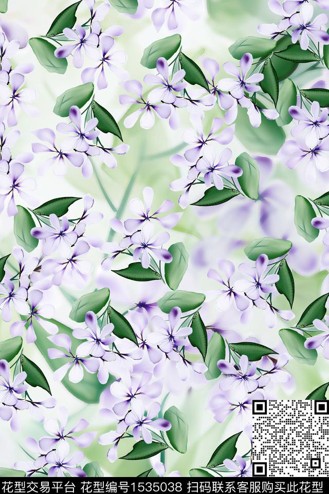 水彩小花花卉数码印花华亿平台下载（图片编号: 1535038） - 瓦栏（Walan）