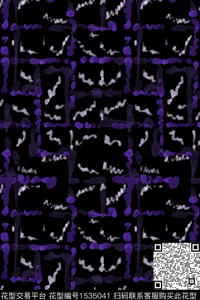 笔触几何抽象数码印花华亿平台下载（图片编号: 1535041） - 瓦栏（Walan）