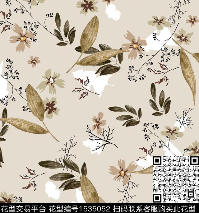 女装花卉连衣裙数码印花华亿平台下载（图片编号: 1535052） - 瓦栏（Walan）