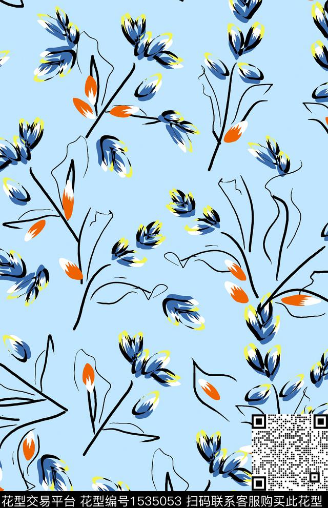 女装花卉连衣裙数码印花华亿平台下载（图片编号: 1535053） - 瓦栏（Walan）