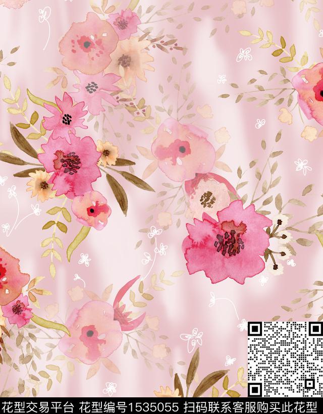 女装花卉连衣裙数码印花华亿平台下载（图片编号: 1535055） - 瓦栏（Walan）