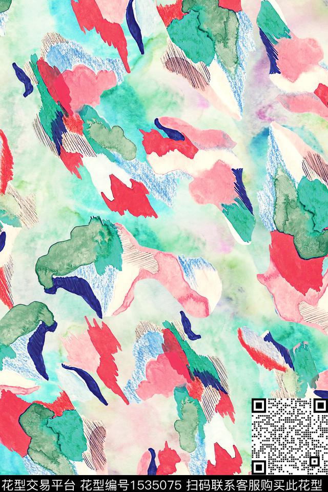水彩晕染肌理数码印花华亿平台下载（图片编号: 1535075） - 瓦栏（Walan）