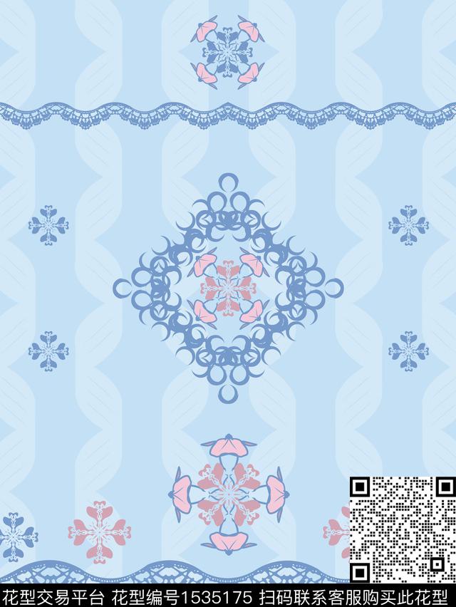 女装定位蕾丝边数码印花华亿平台下载（图片编号: 1535175） - 瓦栏（Walan）