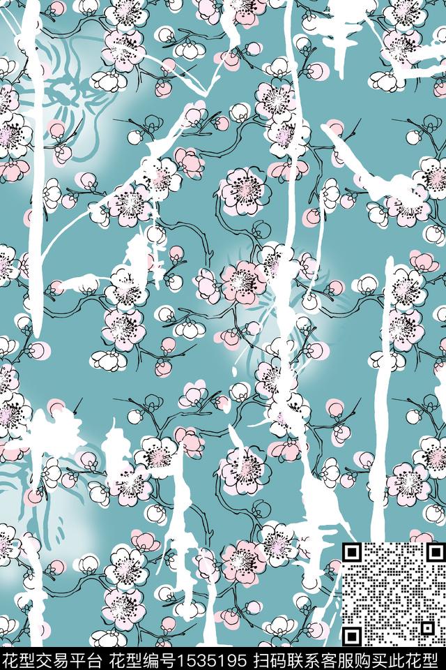 女装花卉连衣裙数码印花华亿平台下载（图片编号: 1535195） - 瓦栏（Walan）