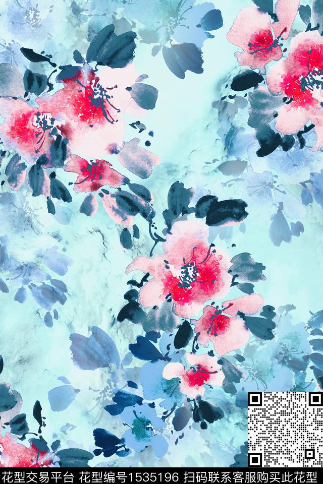 花卉水彩花卉手绘花卉数码印花华亿平台下载（图片编号: 1535196） - 瓦栏（Walan）