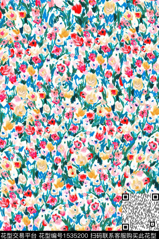 花卉小碎花水彩花卉数码印花华亿平台下载（图片编号: 1535200） - 瓦栏（Walan）