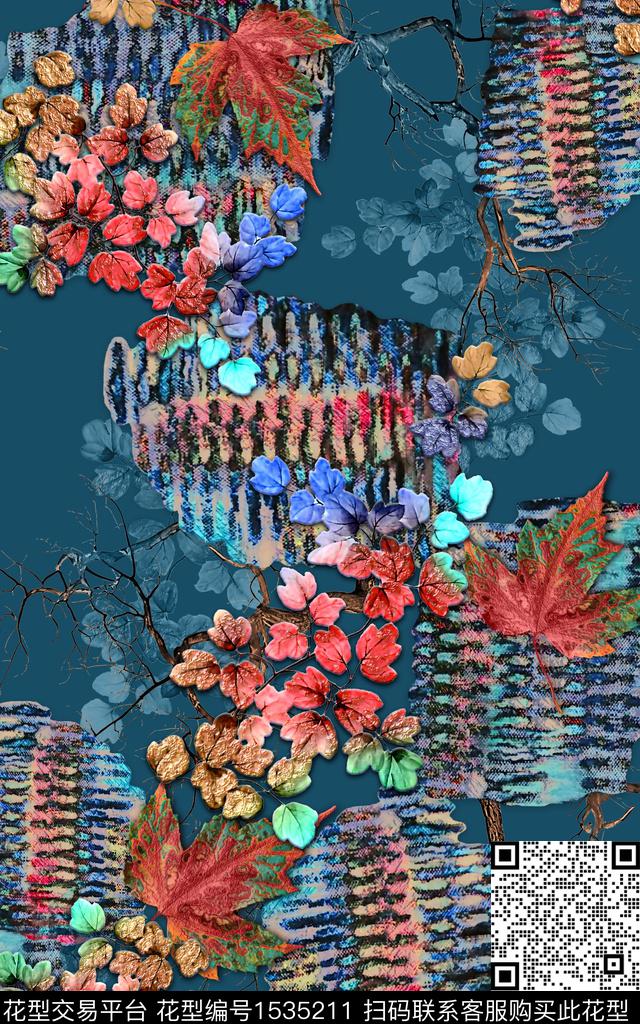 中老年抽象几何数码印花华亿平台下载（图片编号: 1535211） - 瓦栏（Walan）