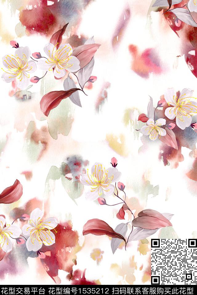 水彩春夏华亿平台真丝数码印花华亿平台下载（图片编号: 1535212） - 瓦栏（Walan）