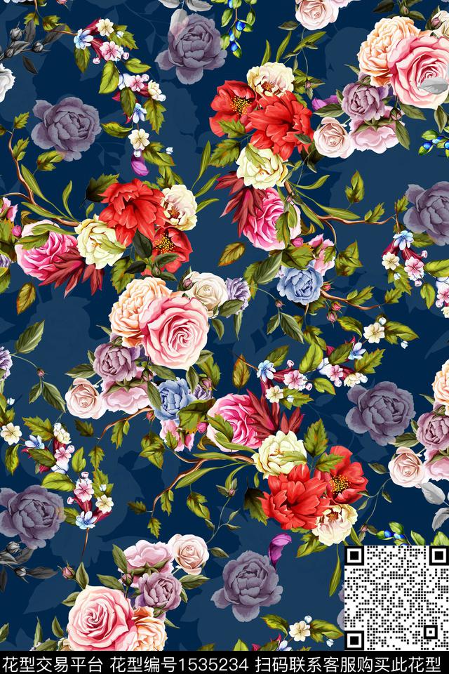 花卉小花女装数码印花华亿平台下载（图片编号: 1535234） - 瓦栏（Walan）