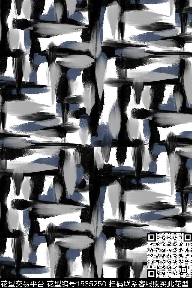 肌理笔触抽象数码印花华亿平台下载（图片编号: 1535250） - 瓦栏（Walan）