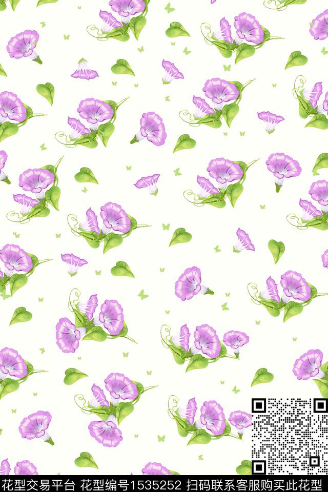 少女女装牵牛花数码印花华亿平台下载（图片编号: 1535252） - 瓦栏（Walan）