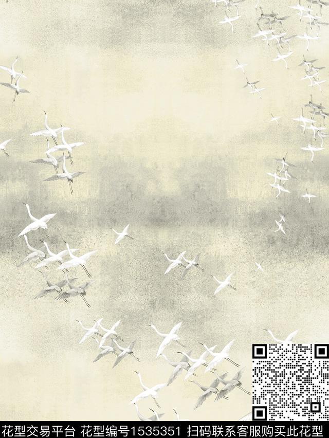底纹天鹅定位数码印花华亿平台下载（图片编号: 1535351） - 瓦栏（Walan）