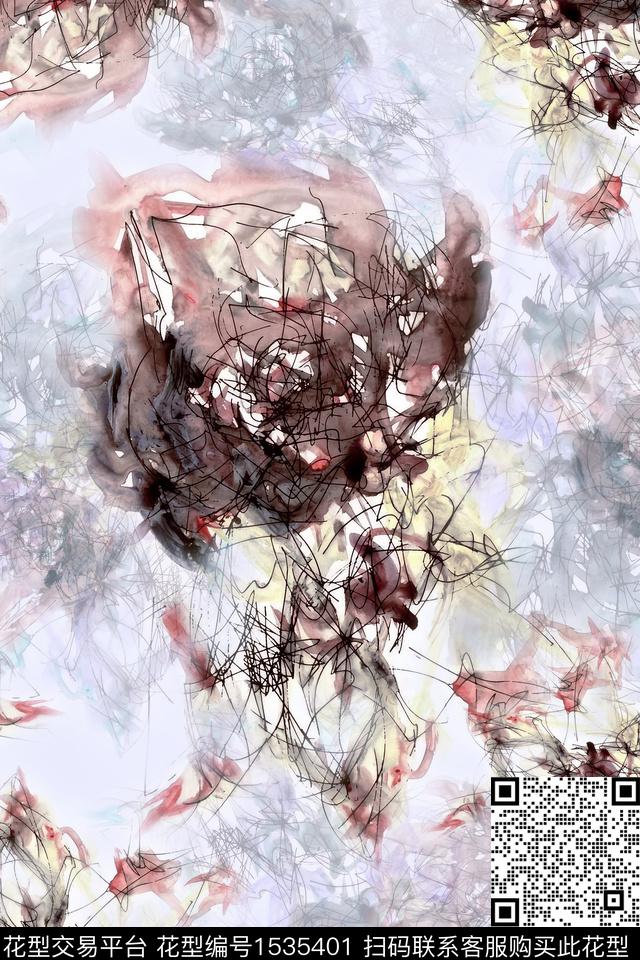 肌理抽象女装数码印花华亿平台下载（图片编号: 1535401） - 瓦栏（Walan）