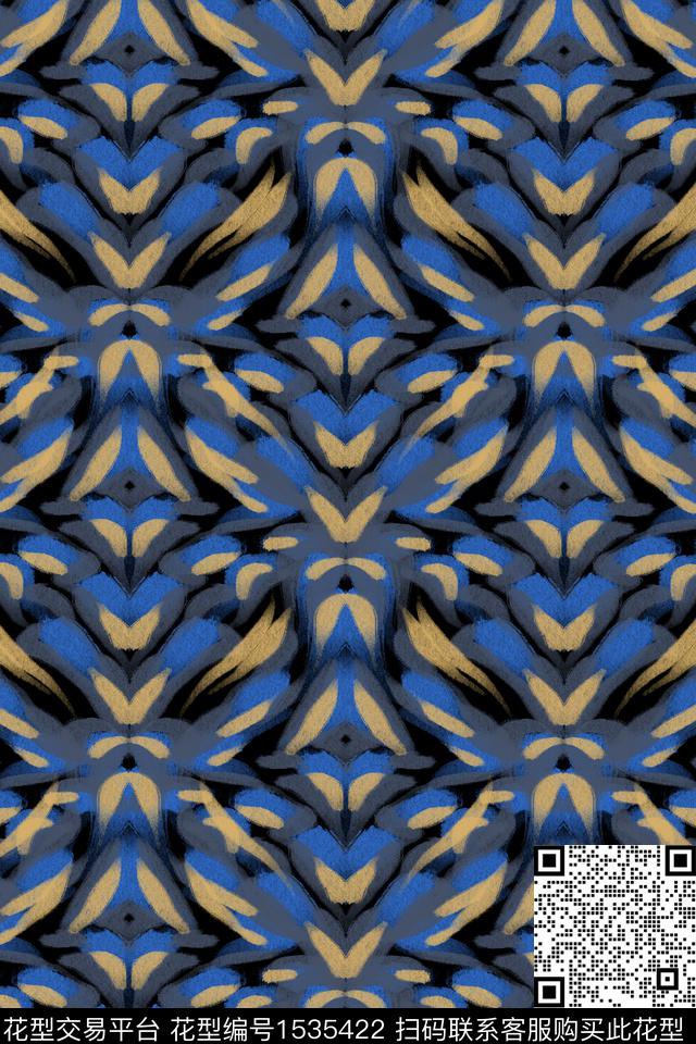 民族风简约笔触数码印花华亿平台下载（图片编号: 1535422） - 瓦栏（Walan）