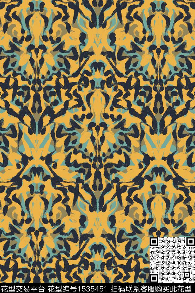 民族风简约笔触数码印花华亿平台下载（图片编号: 1535451） - 瓦栏（Walan）