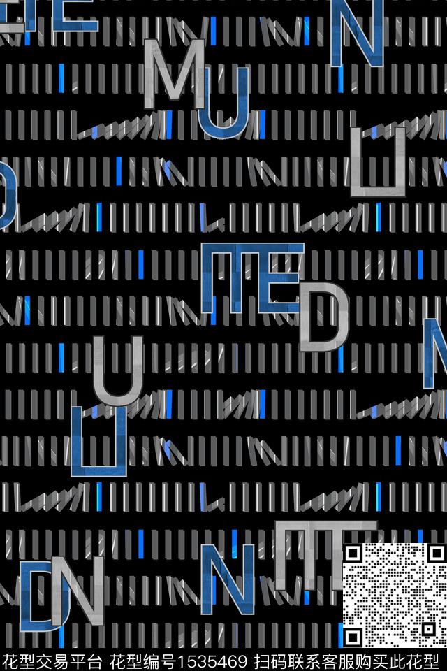 抽象男装字母男装满版花数码印花华亿平台下载（图片编号: 1535469） - 瓦栏（Walan）