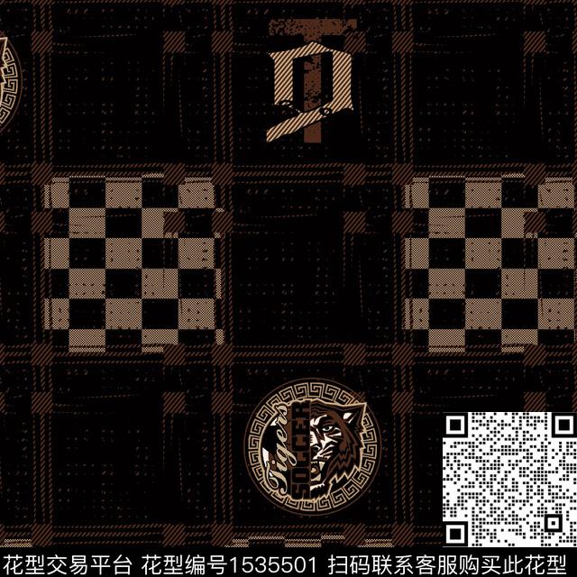 休闲几何格子数码印花华亿平台下载（图片编号: 1535501） - 瓦栏（Walan）