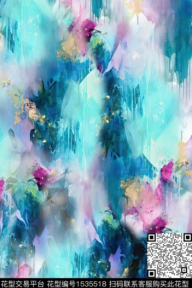 肌理抽象女装数码印花华亿平台下载（图片编号: 1535518） - 瓦栏（Walan）