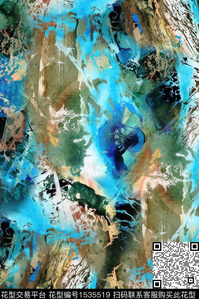 肌理抽象女装数码印花华亿平台下载（图片编号: 1535519） - 瓦栏（Walan）