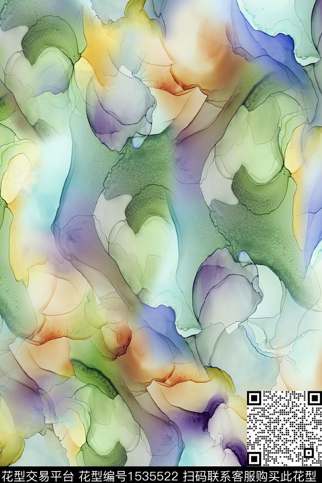 肌理抽象女装数码印花华亿平台下载（图片编号: 1535522） - 瓦栏（Walan）