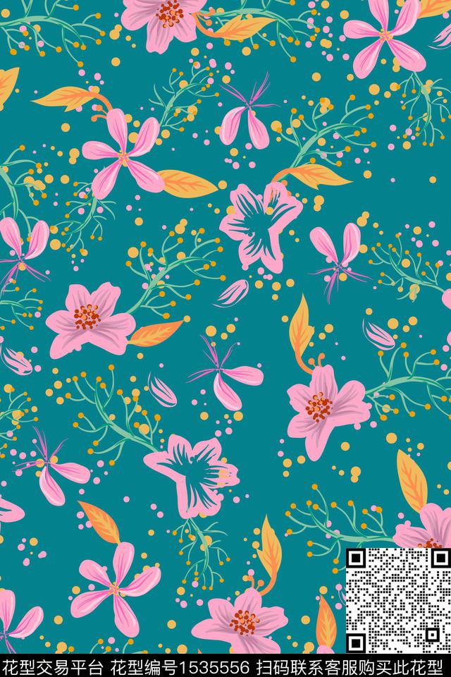 波点小清新年轻女性数码印花华亿平台下载（图片编号: 1535556） - 瓦栏（Walan）