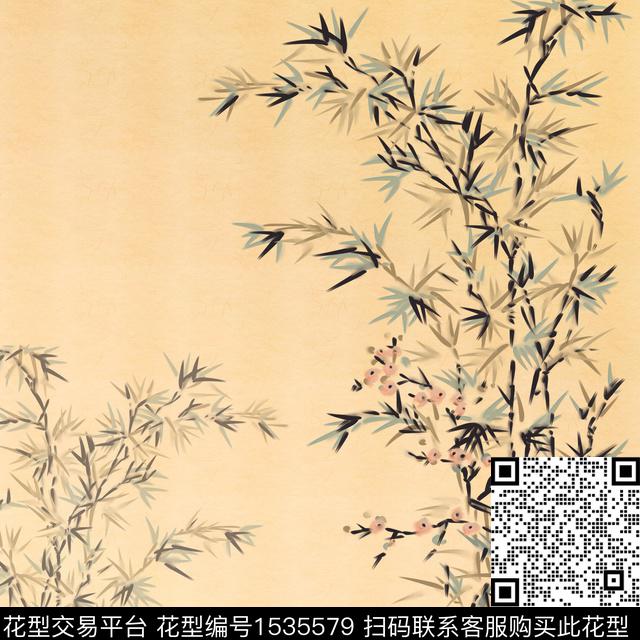 国画春夏华亿平台花卉数码印花华亿平台下载（图片编号: 1535579） - 瓦栏（Walan）