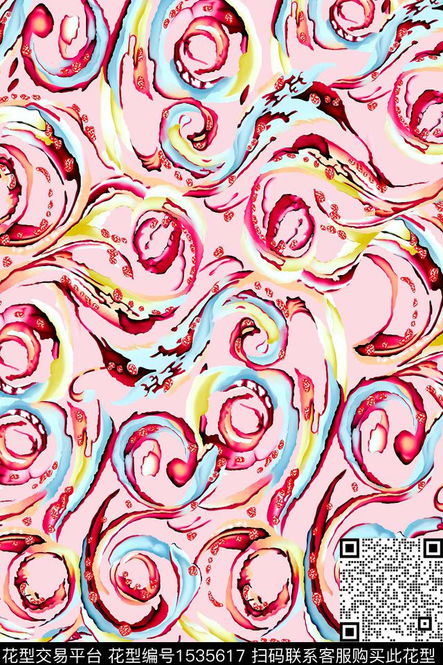 抽象简约数码印花华亿平台下载（图片编号: 1535617） - 瓦栏（Walan）