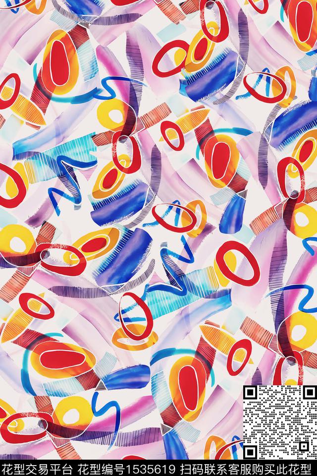 抽象几何数码印花华亿平台下载（图片编号: 1535619） - 瓦栏（Walan）