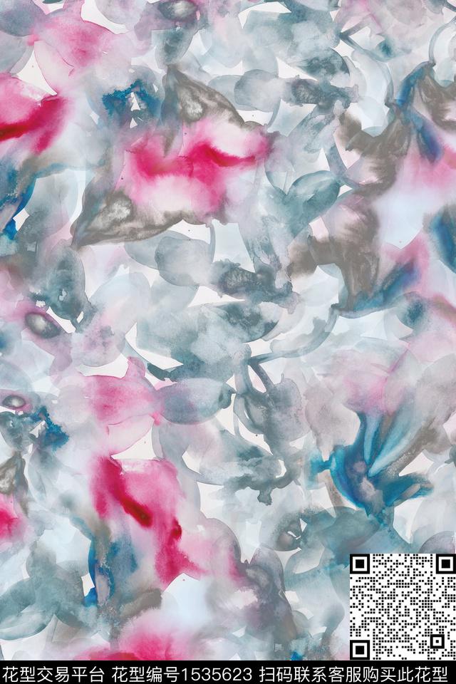 肌理抽象女装数码印花华亿平台下载（图片编号: 1535623） - 瓦栏（Walan）