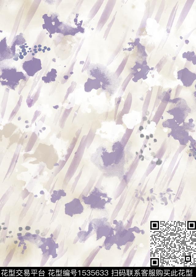 抽象肌理笔触数码印花华亿平台下载（图片编号: 1535633） - 瓦栏（Walan）