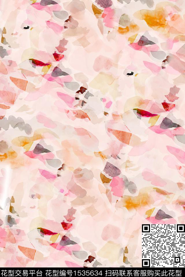 抽象肌理笔触数码印花华亿平台下载（图片编号: 1535634） - 瓦栏（Walan）