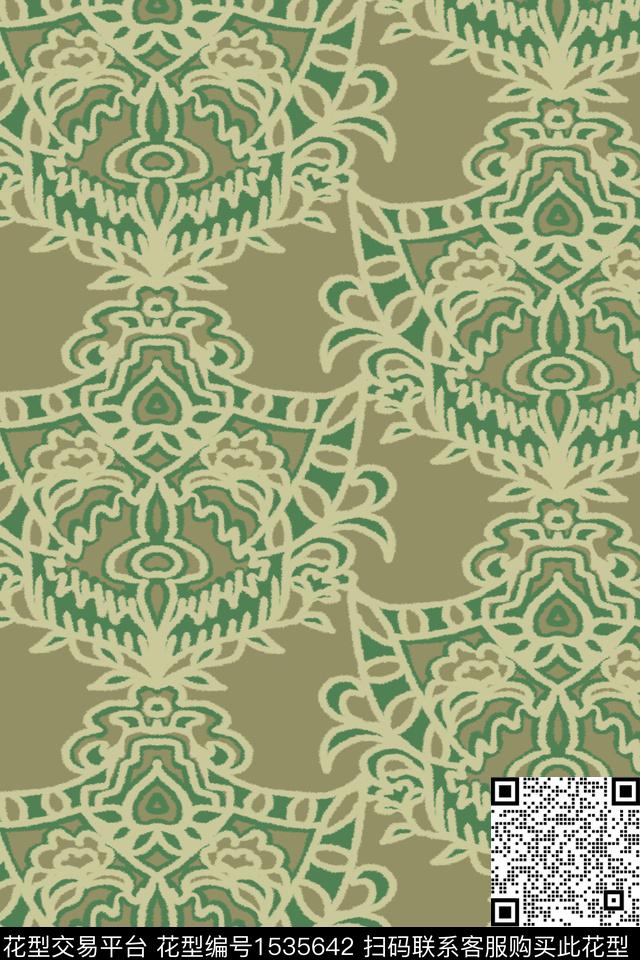 平面花卉古典花纹民族风数码印花华亿平台下载（图片编号: 1535642） - 瓦栏（Walan）