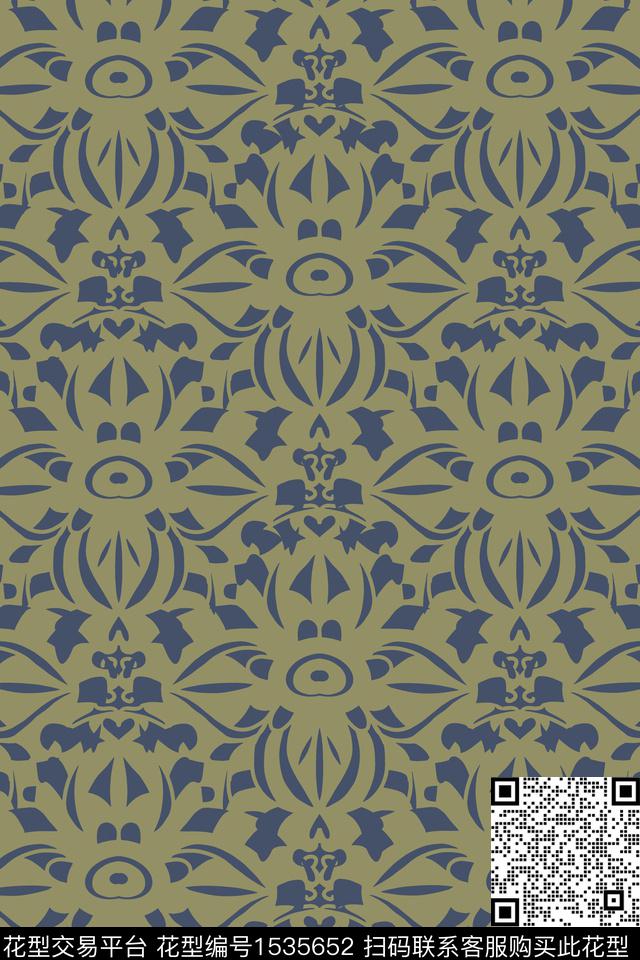 古典花纹民族风素雅数码印花华亿平台下载（图片编号: 1535652） - 瓦栏（Walan）