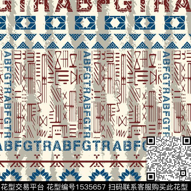 字母民族风男装传统印花华亿平台下载（图片编号: 1535657） - 瓦栏（Walan）