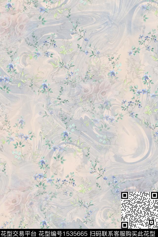 碎花花卉肌理数码印花华亿平台下载（图片编号: 1535665） - 瓦栏（Walan）