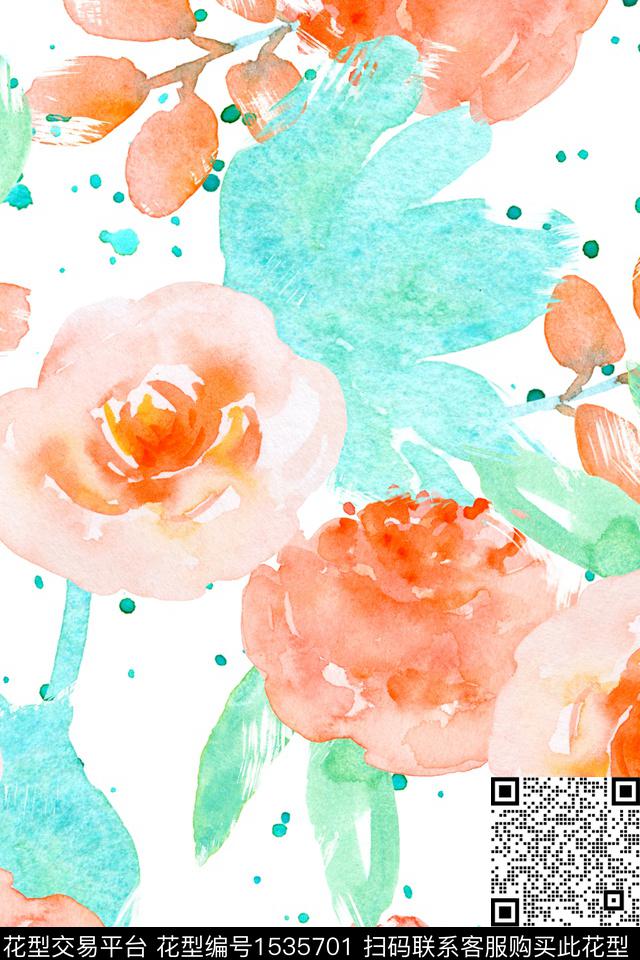 大花绿植树叶春夏华亿平台数码印花华亿平台下载（图片编号: 1535701） - 瓦栏（Walan）