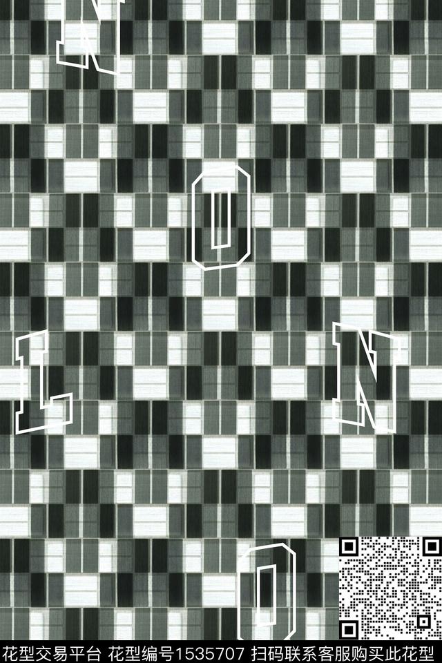 抽象男装字母男装满版花数码印花华亿平台下载（图片编号: 1535707） - 瓦栏（Walan）