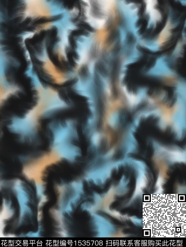 女装毛发抽象数码印花华亿平台下载（图片编号: 1535708） - 瓦栏（Walan）