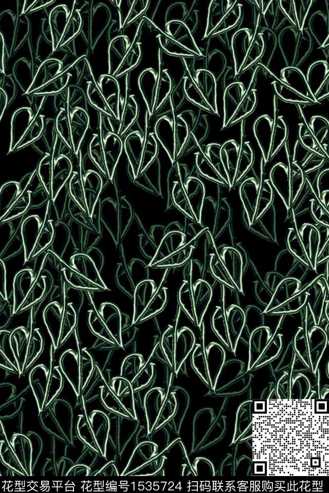 叶子抽象男装休闲数码印花华亿平台下载（图片编号: 1535724） - 瓦栏（Walan）