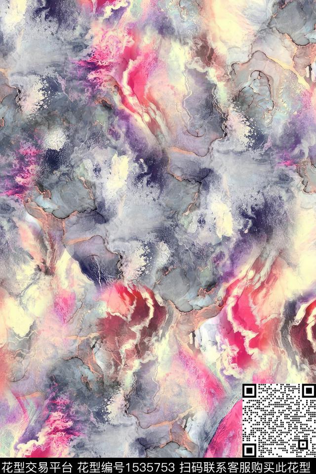肌理抽象女装数码印花华亿平台下载（图片编号: 1535753） - 瓦栏（Walan）