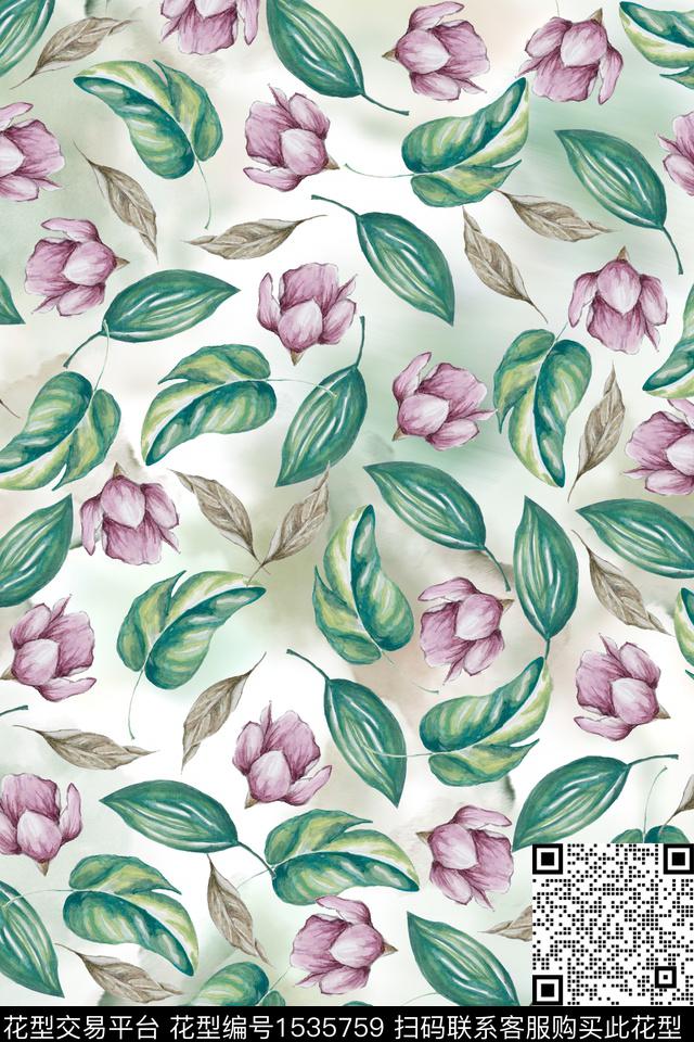 底纹满版散花花卉数码印花华亿平台下载（图片编号: 1535759） - 瓦栏（Walan）