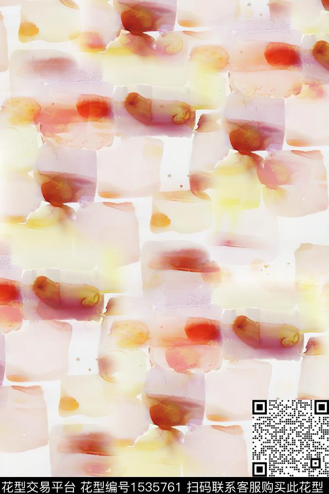抽象笔触水彩数码印花华亿平台下载（图片编号: 1535761） - 瓦栏（Walan）