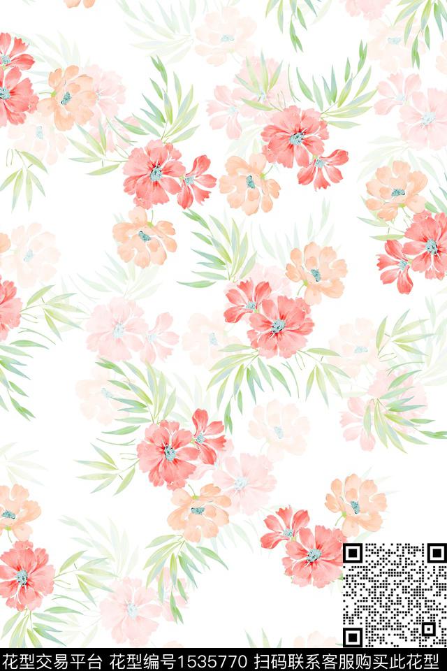 绿植树叶小清新年轻女性数码印花华亿平台下载（图片编号: 1535770） - 瓦栏（Walan）