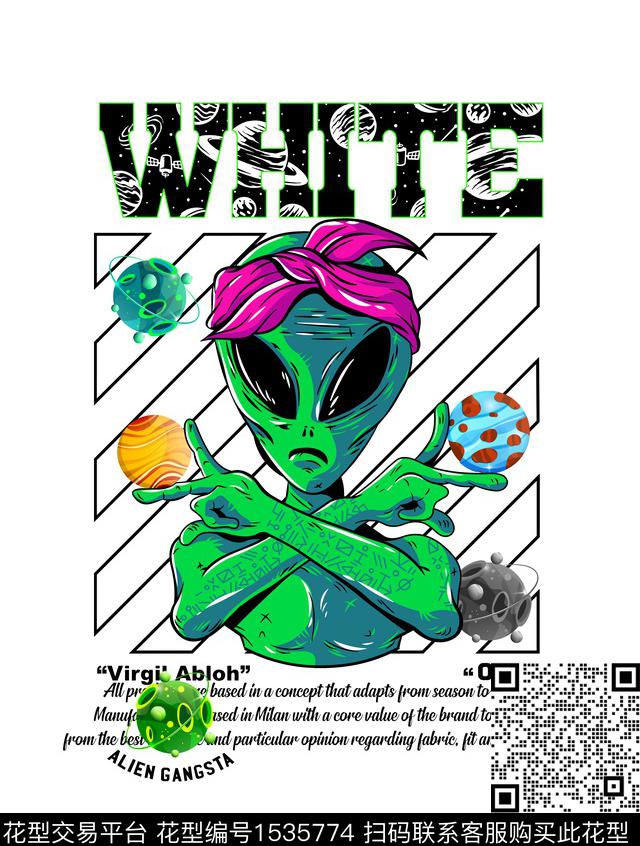 字母大牌风外星人数码印花华亿平台下载（图片编号: 1535774） - 瓦栏（Walan）