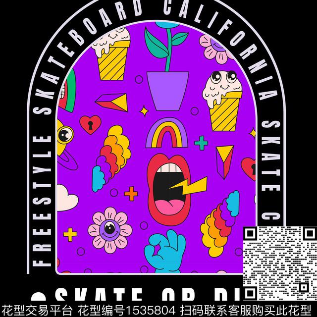 朋克男装定位花复古数码印花华亿平台下载（图片编号: 1535804） - 瓦栏（Walan）