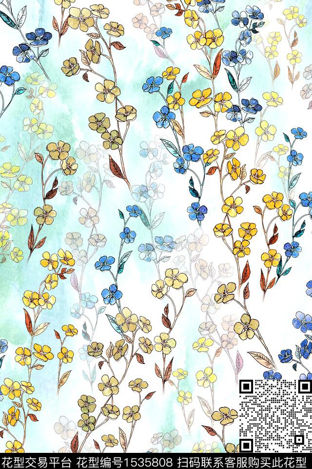 花卉小碎花数码印花华亿平台下载（图片编号: 1535808） - 瓦栏（Walan）