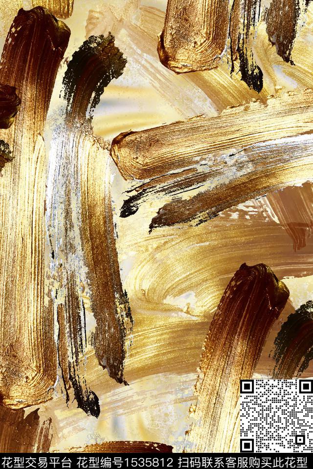 笔触真丝抽象数码印花华亿平台下载（图片编号: 1535812） - 瓦栏（Walan）