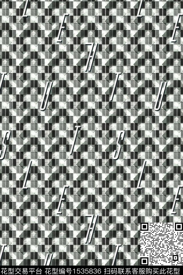 抽象男装字母肌理数码印花华亿平台下载（图片编号: 1535836） - 瓦栏（Walan）